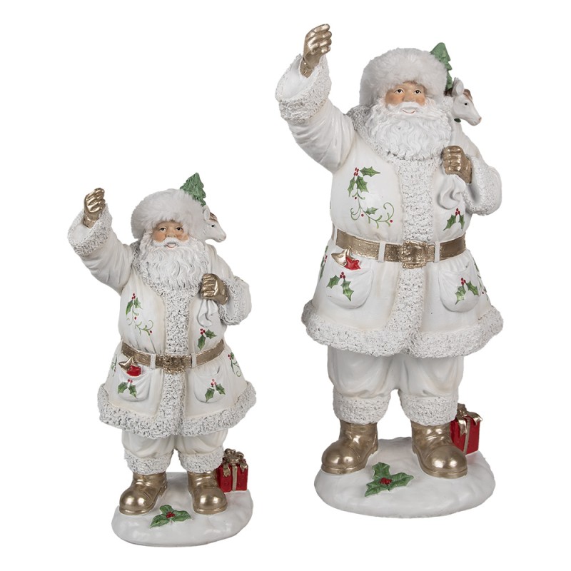 Clayre & Eef Christmas Decoration Figurine Santa Claus 43 cm White Plastic