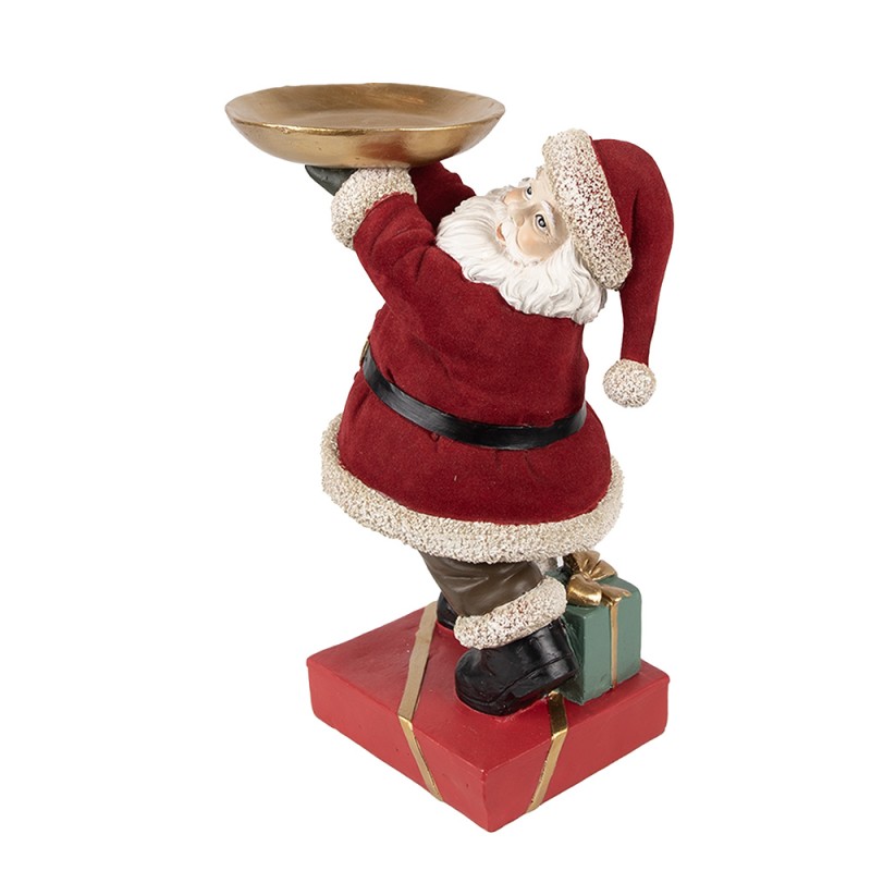 Clayre & Eef Kerstdecoratie Beeld Kerstman 26 cm Rood Polyresin