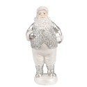 Clayre & Eef Kerstdecoratie Beeld Kerstman 16 cm Zilverkleurig Kunststof