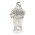 Clayre & Eef Kerstdecoratie Beeld Kerstman 16 cm Zilverkleurig Kunststof