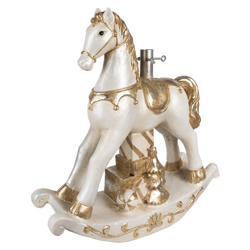 Clayre & Eef Supporto per albero di Natale Cavallo a dondolo 6x19x64 cm Beige Plastica