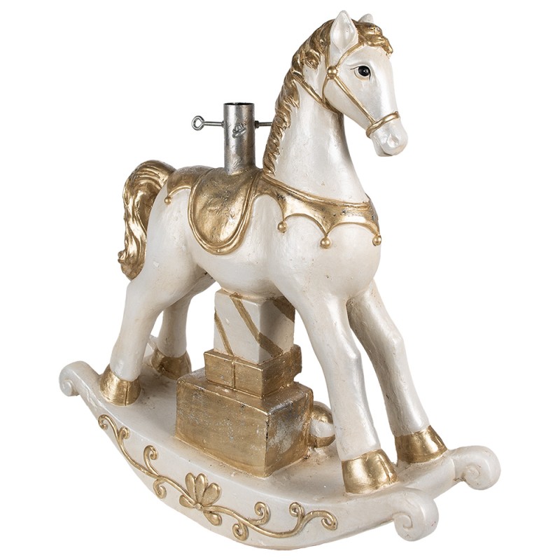 Clayre & Eef Supporto per albero di Natale Cavallo a dondolo 6x19x64 cm Beige Plastica