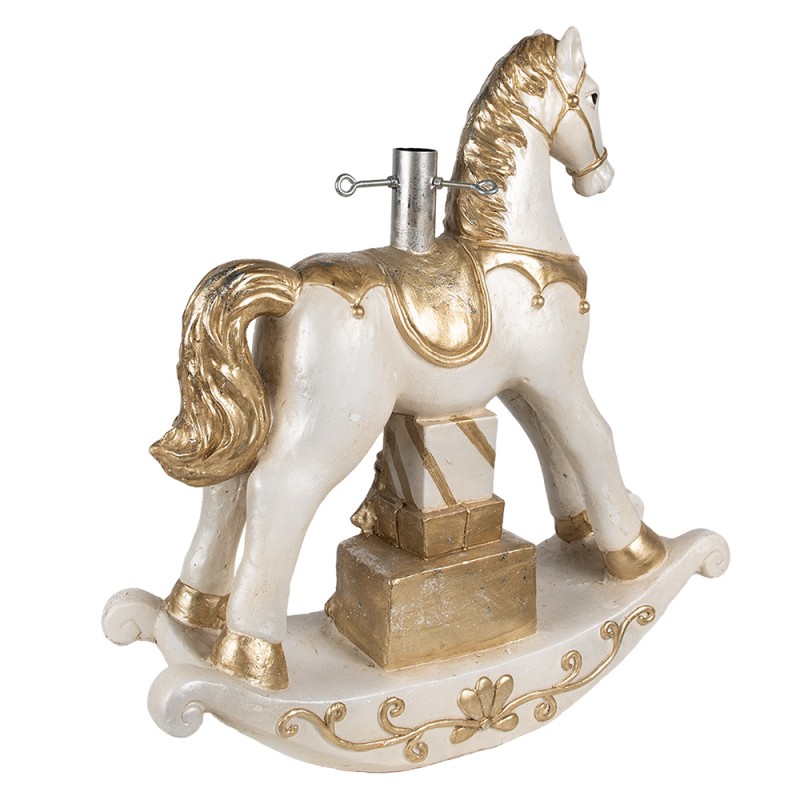 Clayre & Eef Supporto per albero di Natale Cavallo a dondolo 6x19x64 cm Beige Plastica