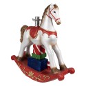 Clayre & Eef Weihnachtsbaumständer Schaukelpferd 69x19x64 cm Weiß Rot Kunststoff