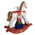 Clayre & Eef Weihnachtsbaumständer Schaukelpferd 69x19x64 cm Weiß Rot Kunststoff