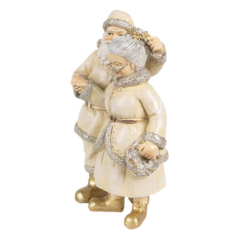 Clayre & Eef Christmas Decoration Figurine Santa Claus 11x8x16 cm Beige Plastic