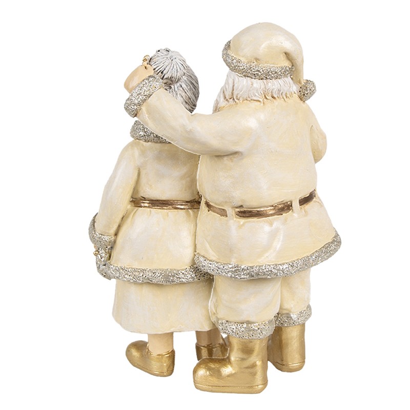 Clayre & Eef Christmas Decoration Figurine Santa Claus 11x8x16 cm Beige Plastic
