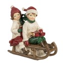 Clayre & Eef Image de décoration Enfants 12x6x11 cm Beige Rouge Polyrésine Luge