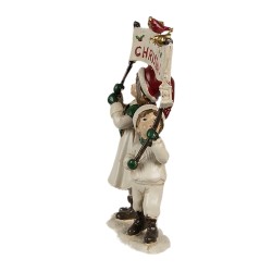 Clayre & Eef Decoratie Beeld Kinderen 14x7x23 cm Wit Rood Polyresin
