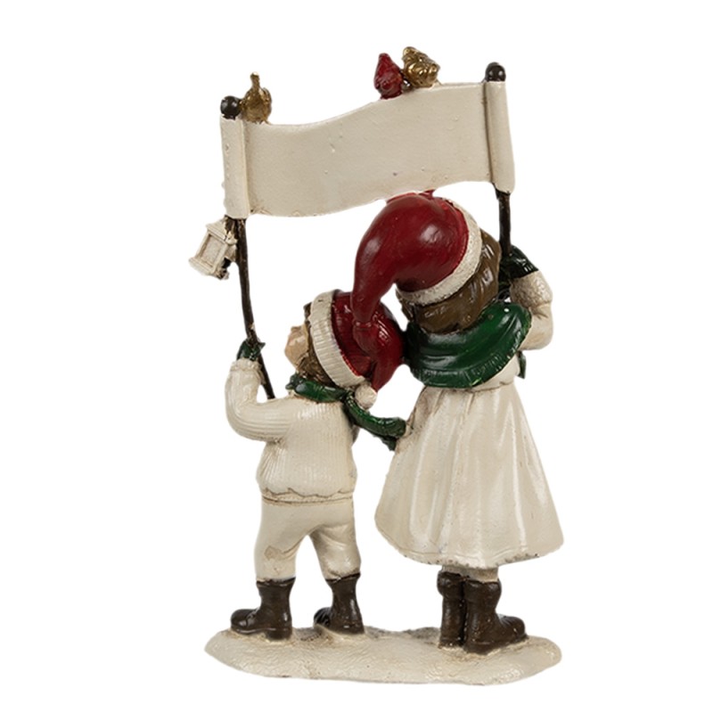 Clayre & Eef Decoratie Beeld Kinderen 14x7x23 cm Wit Rood Polyresin