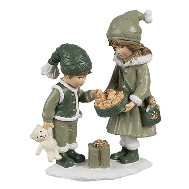 Clayre & Eef Decorative Figurine Children 10x5x13 cm Green Polyresin