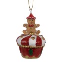 Clayre & Eef Weihnachtsanhänger Pfefferkuchenmann Ø 5x8 cm Rot Polyresin