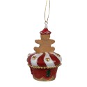 Clayre & Eef Weihnachtsanhänger Pfefferkuchenmann Ø 5x8 cm Rot Polyresin