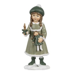 Clayre & Eef Dekorationsfigur Mädchen 13 cm Grün Polyresin