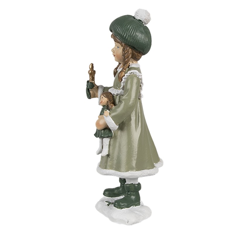Clayre & Eef Dekorationsfigur Mädchen 13 cm Grün Polyresin