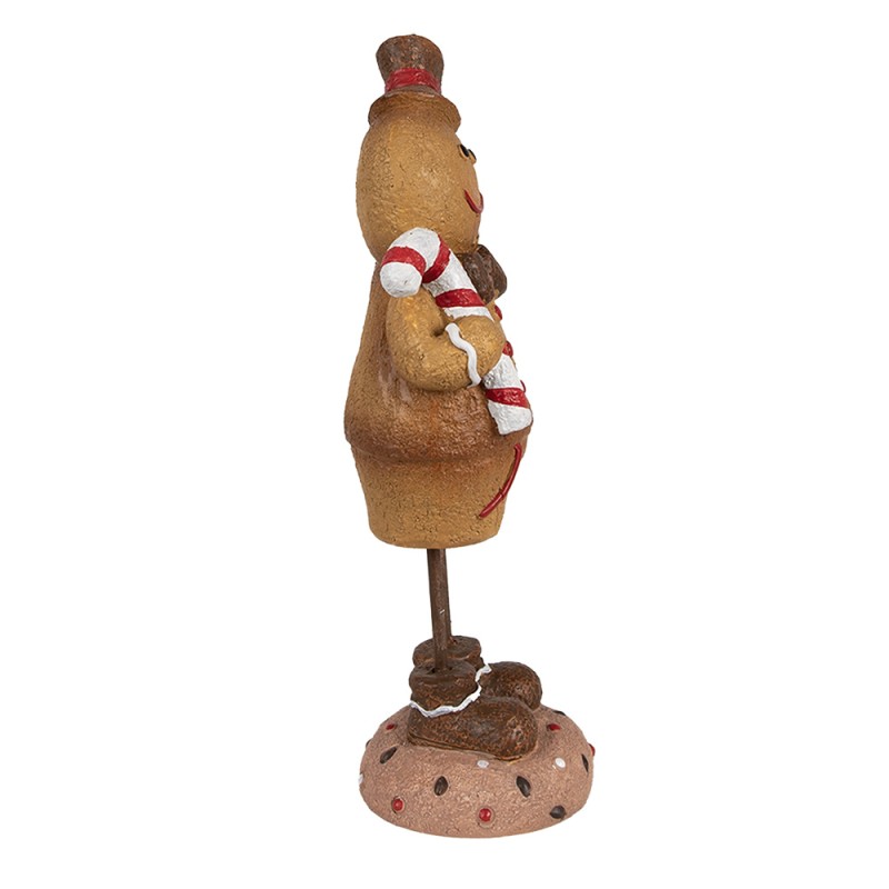 Clayre & Eef Kerstdecoratie Beeld Gingerbread man 10x8x23 cm Bruin Kunstleer Metaal