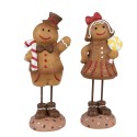 Clayre & Eef Kerstdecoratie Beeld Gingerbread man 10x8x23 cm Bruin Kunstleer Metaal