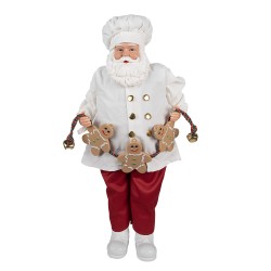 Clayre & Eef Décoration de Noël Image Père Noël 50 cm Blanc Rouge Plastique