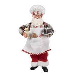 Clayre & Eef Kerstdecoratie Beeld Kerstman 28 cm Wit Kunststof