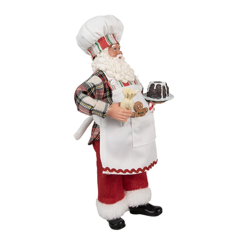 Clayre & Eef Kerstdecoratie Beeld Kerstman 28 cm Wit Kunststof