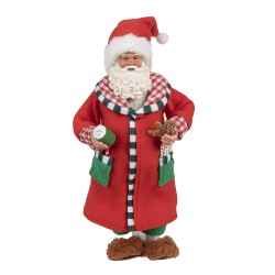 Clayre & Eef Kerstdecoratie Beeld Kerstman 28 cm Rood Kunststof