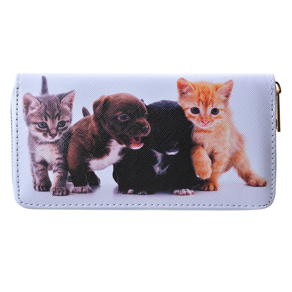Clayre & Eef Portemonnee 19x10 cm Wit Kunststof Kat en Hond afbeelding 1