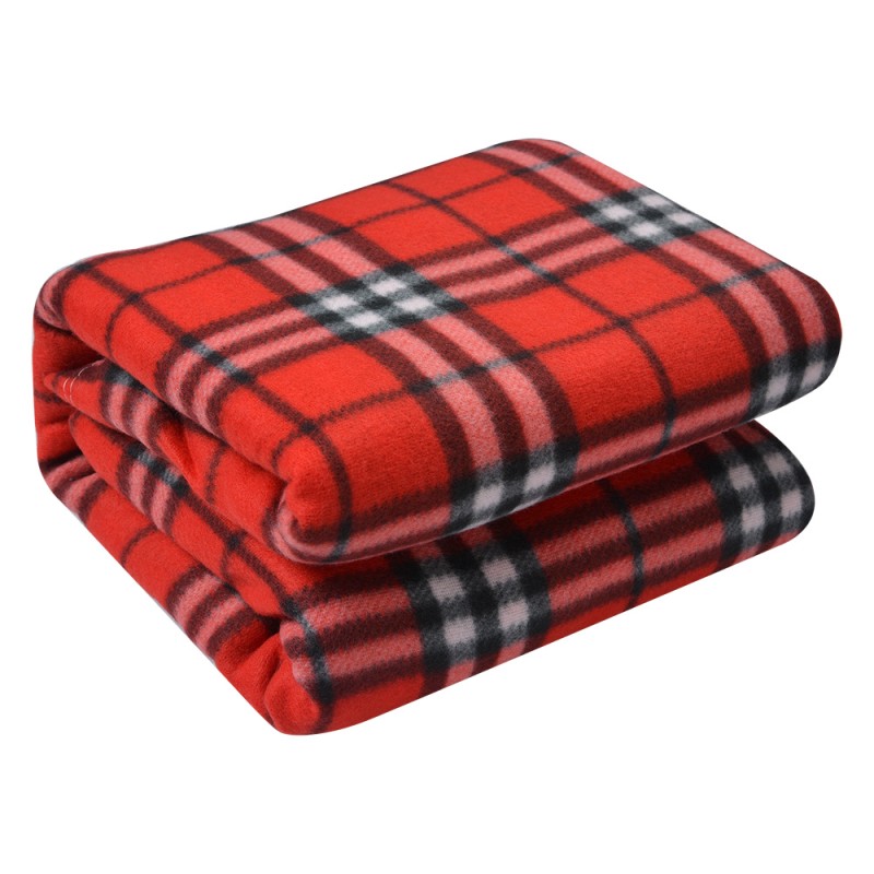 Clayre & Eef Throw Blanket 180x200 cm Red Polyester Diamonds