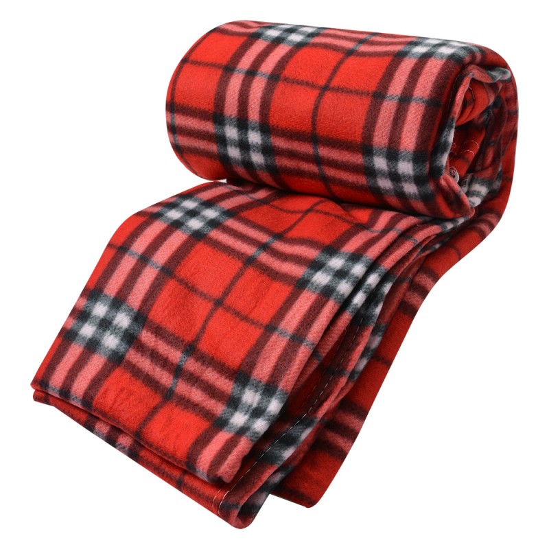 Clayre & Eef Throw Blanket 180x200 cm Red Polyester Diamonds