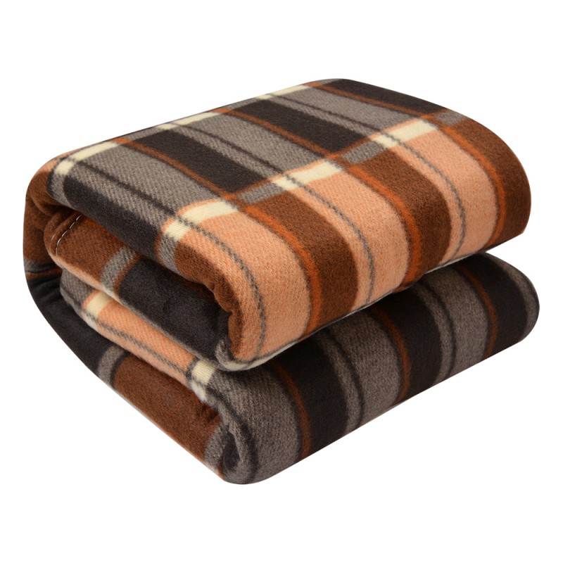 Clayre & Eef Plaid 180x200 cm Beige Bruin Polyester Ruiten