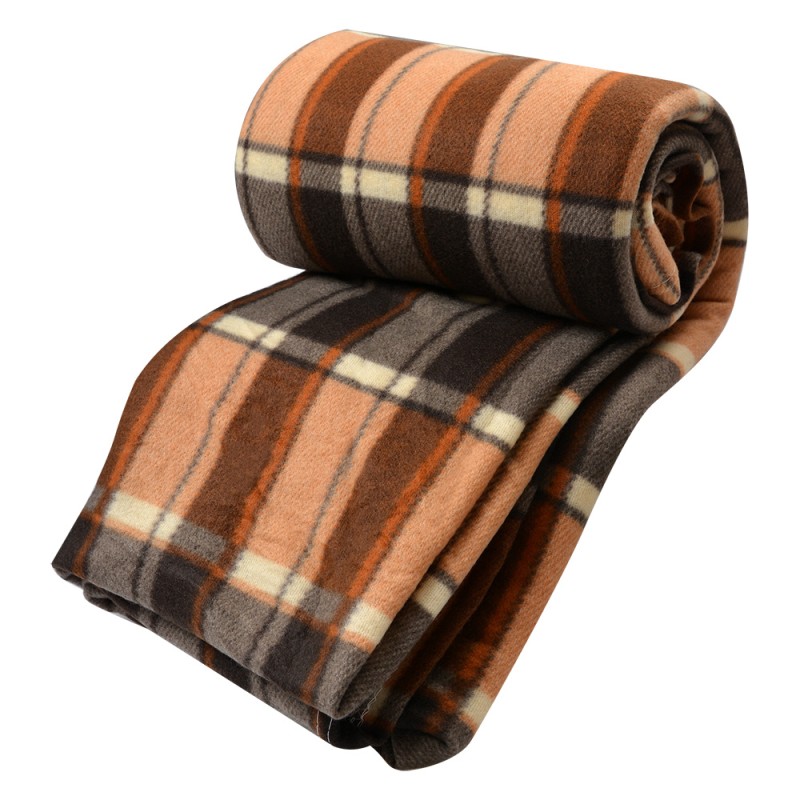 Clayre & Eef Plaid 180x200 cm Beige Bruin Polyester Ruiten