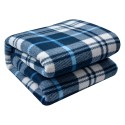 Clayre & Eef Plaid 180x200 cm Blauw Polyester Ruiten