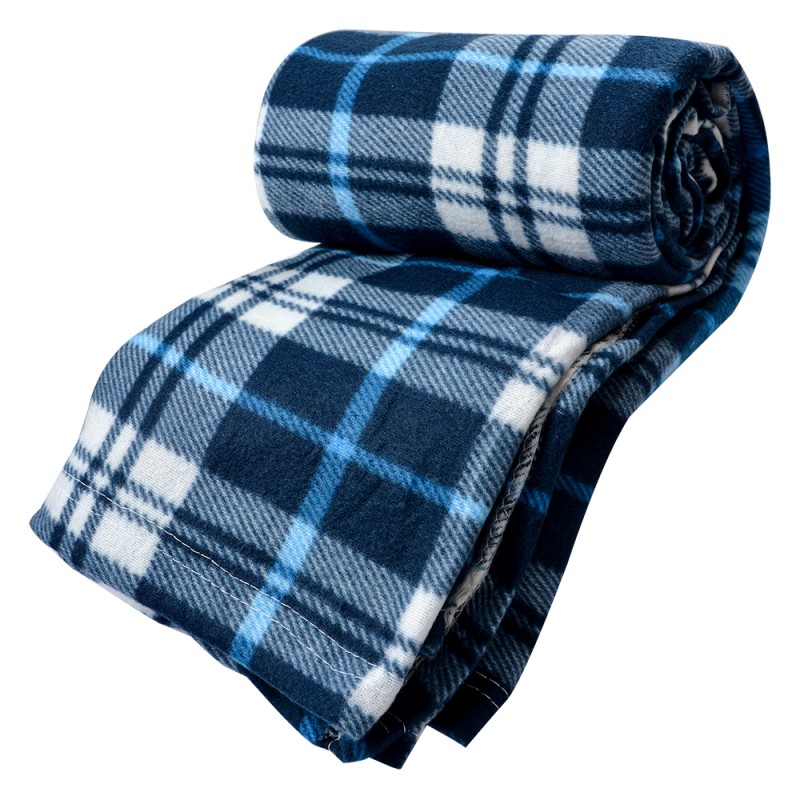 Clayre & Eef Plaid 180x200 cm Blauw Polyester Ruiten