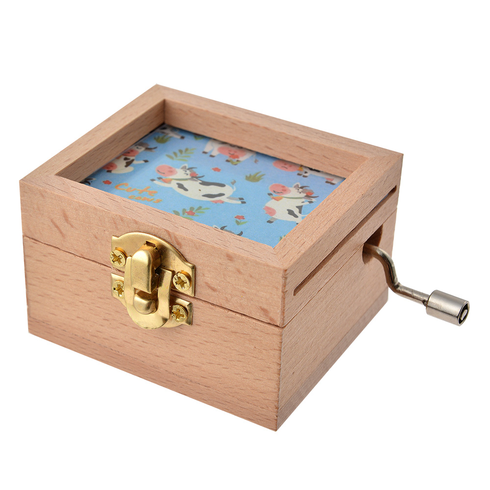 Clayre&Eef Muziekdoos 9x6x4 cm Blauw Beige Hout afbeelding