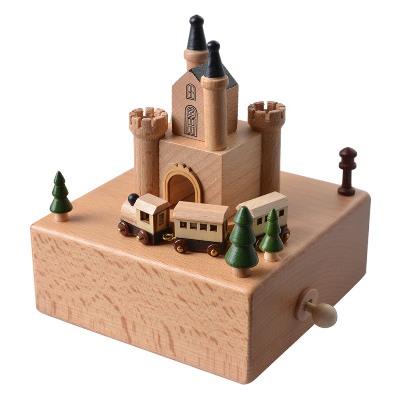 Clayre & Eef Music box 11x12x14 cm Beige Wood