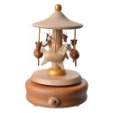 Clayre & Eef Music box Carousel Ø 11x17 cm Beige Wood
