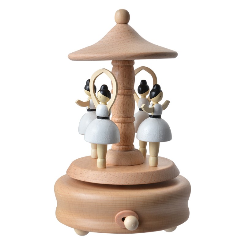 Clayre & Eef Carillon Giostra Ø 11x17 cm Beige Legno