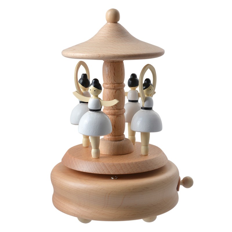 Clayre & Eef Carillon Giostra Ø 11x17 cm Beige Legno