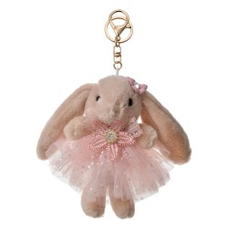 Clayre & Eef Keychain Rabbit 15 cm Brown Synthetic
