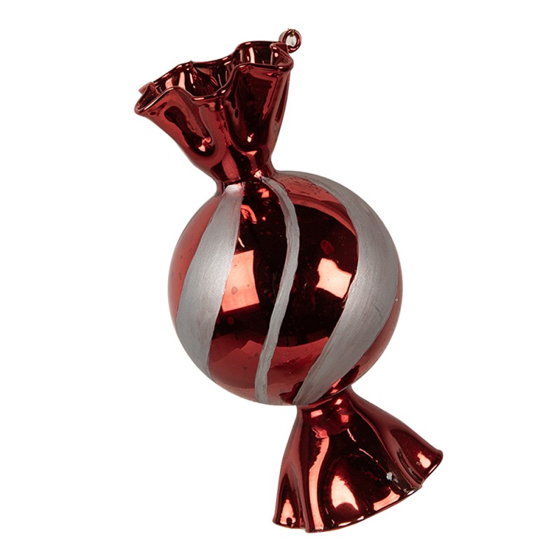 Clayre & Eef Pendentif de Noël Ø 7x13 cm Rouge Verre