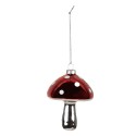 Clayre & Eef Ornamento Natalizio Fungo Ø 7x9 cm Rosso Vetro Nessuna forma