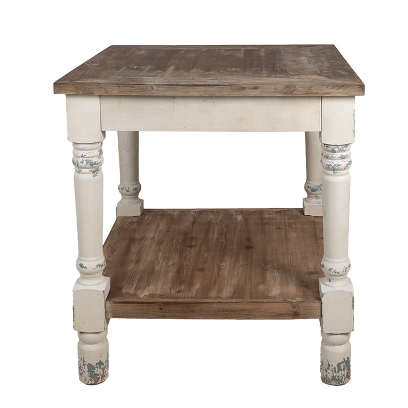 Clayre & Eef Tavolino 80x80x85 cm Bianco Marrone Legno