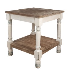 Clayre & Eef Tavolino 80x80x85 cm Bianco Marrone Legno