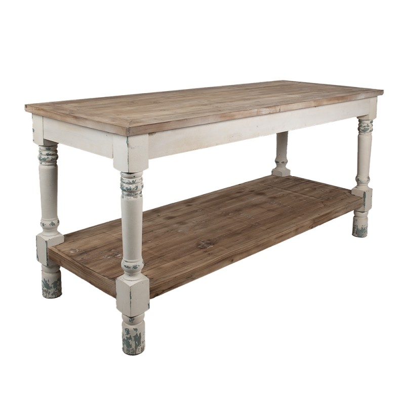 Clayre & Eef Tavolo da Presentazione 180x70x85 cm Bianco Legno