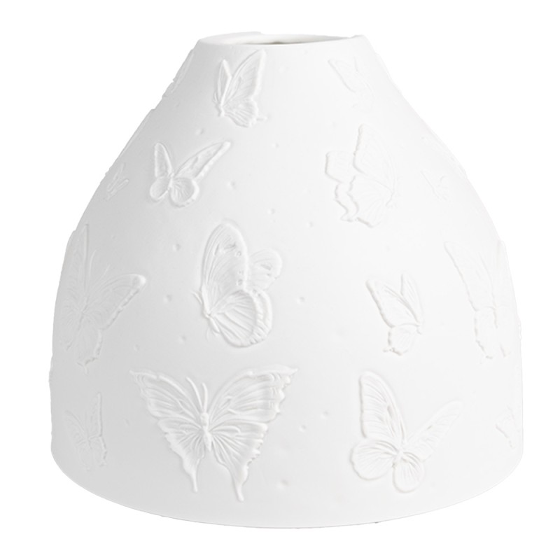 Clayre & Eef Pendant lampshade Ø 15x12 cm White Porcelain Butterflies