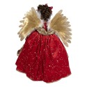 Clayre & Eef Statuetta decorativa di Natale Angelo 65 cm Rosso Plastica