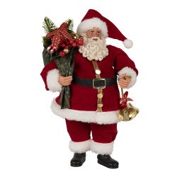 Clayre & Eef Statuetta decorativa di Natale Babbo Natale 27 cm Rosso Plastica