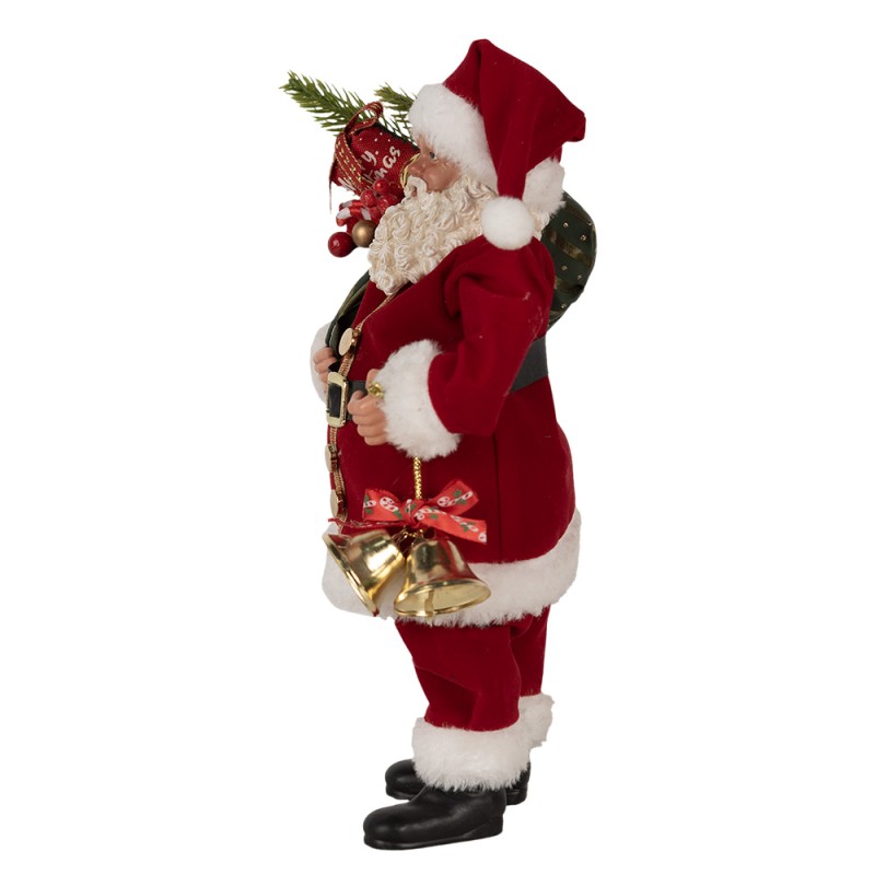Clayre & Eef Statuetta decorativa di Natale Babbo Natale 27 cm Rosso Plastica