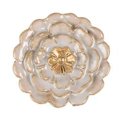 Clayre & Eef Poignée de porte Fleur Ø 4x3 cm Blanc Fer