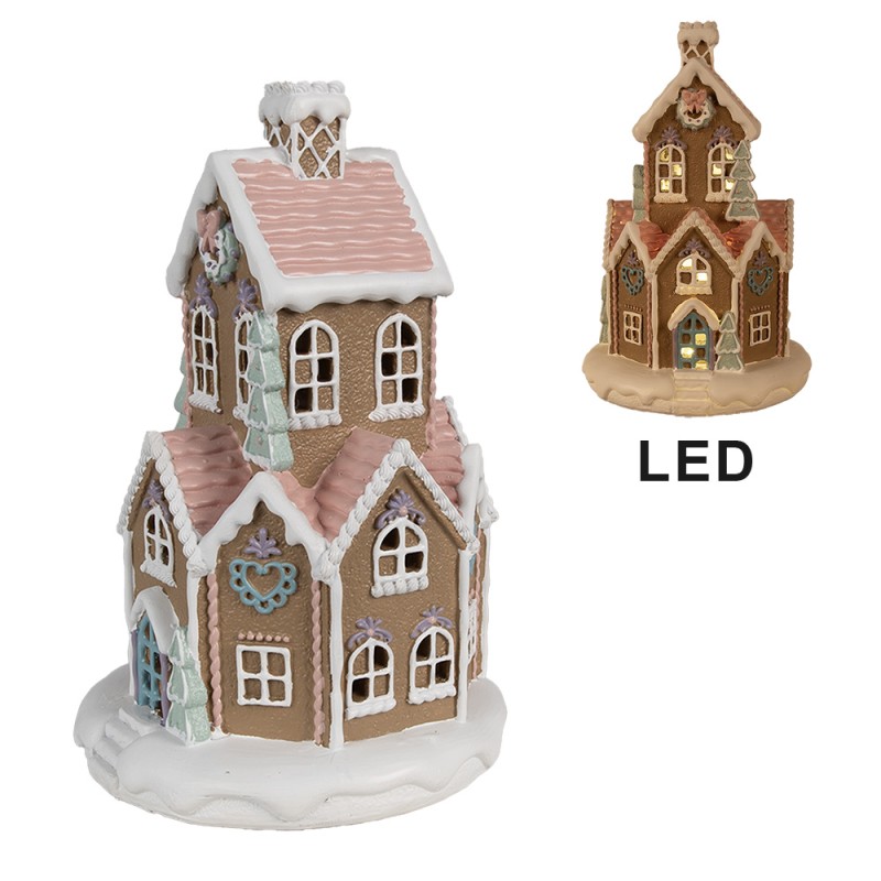 Clayre & Eef Casa di pan di zenzero con LED 22 cm Marrone Poliresina