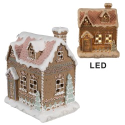 Clayre & Eef Maison en pain d'épices avec LED 13x10x16 cm Marron Polyrésine